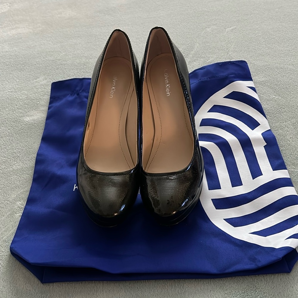 Calvin Klein Black Patent Pumps